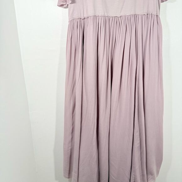 Renee Loves Frances Mauve Goddess Short Sleeve Midi Dress Size Large - Picture 11 of 14